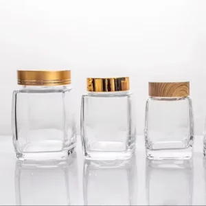 Custom Transparent Glass 500ml Glass Storage Jars Metal Lid Wide Mouth for Dry Goods Storage