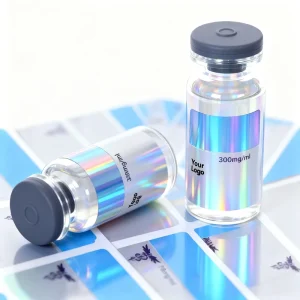 Custom UV Print Waterproof Vinyl Vial Labels 3ml 5ml 10ml Holographic Sticker Packaging