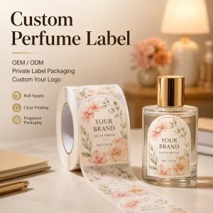 Custom Watercolor Floral Arch Perfume Labels Custom Logo Waterproof Stickers for Round Glass Perfume Bottles