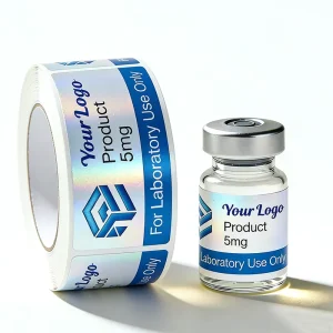 Custom Waterproof Holographic PVC Stickers Heat-Resistant Pharmaceutical Peptide Labels for 3ml 5ml Vial Packaging