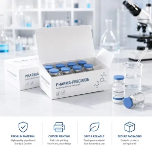 Custom White Cardboard Ampoule Packaging Box for Medical Beauty Drugs and Peptide Powder with Printing