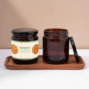 Custom Wide Mouth 450ml Amber Round Empty Glass Pickle Jar Food Jam Container Jar for Kitchen