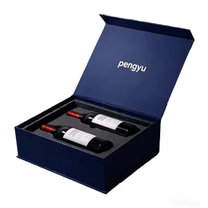 Custom Wine Bottle Packaging Rigid Cardboard Gift Box with Magnetic Closure for Liquor and Red Wine Glass Sets