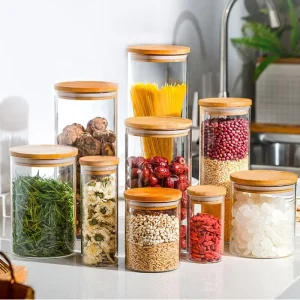 Custom clear Borosilicate Glass Food Storage Containers with Lids