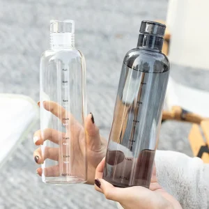 Custom logo Drinkware Reusable Small Mouth Glass Drinking Water Bottles for Juice With Glass Cover