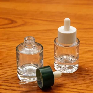Custom logo Free Sample Essential Oil Bottle 30ml 50ml Hair Oil Flat Shoulder Clear Glass Dropper Bottle