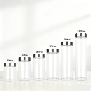 Custom logo Glass Packaging 300 800 1000ml Terrarium Glass Containers Airtight Glass Storage Bpa free Honey Container Glass Jar