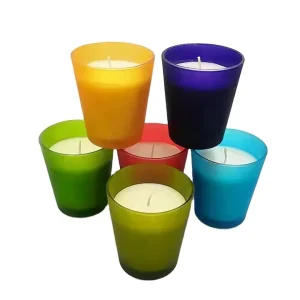 Custom logo Scented Soy Wax Frosted Glass Candle Jar with Lid