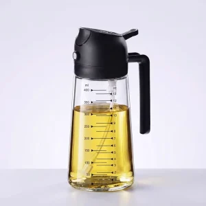 Customizable 2-in-1 530ml Glass Olive Oil Bottle Large Kitchen Capacity Leakproof Oil Sprayer Household Oil Pot