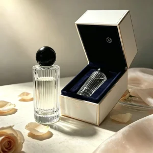 Customizable 30ml 50ml 100ml Empty Round Glass Atomizer Clear Perfume Spray Bottle with Wooden Ball Cap and Box