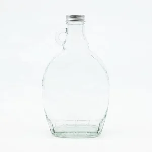 Customizable 500ml 1000ml 1500ml High-Capacity Flat Base Glass Bottle With Loop Small Handle Screw Lid for Wine Beverage