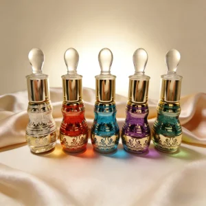 Attar Hot Selling Luxury 6ml 12ml Colored Pear Shape Glass Perfume Essential Oil Bottle for Cosmetic Packing