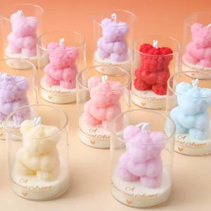 Customizable Bear Soy Wax Art Candle with Glass Jar