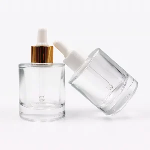 Customizable Color 30ml 50ml Clear Glass Dropper Bottle for Essential and Hair Oil with Thick Bottom and Screw Cap