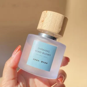 Customizable Cylindrical Screen-Printed 50ml Perfume Bottle with Screw Wooden Cap