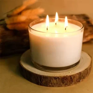 Customizable Eco friendly Three Wick Big Size Scented Soy Wax Candle Glass Jar Bulk Virgin Pure Coconut Apricot Wax Candle