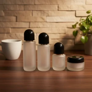 Customizable Frosted Glass Cosmetic Packaging Set for Essence Lotion and Spray