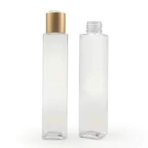 Customization 150ml Transparent Square PET Plastic Bottle Button Flip Cap Toner Lotion Shampoo Body Wash Skincare