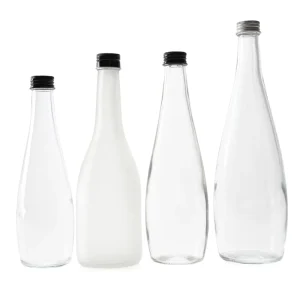 Customize Clear Beverage Bottles Slender Teardrop Custom 16oz 330ml Glass Juice Bottles with Aluminum Screw Cap
