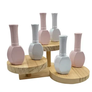 Customized 12ml Irregular Pink Pearl White Nail Polish Plastic Bottle DH-3883