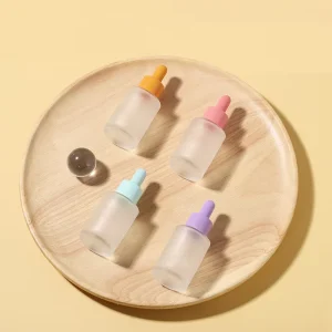 Customized 30ml 1oz Frosted Glass Flat Shoulder Dropper Bottle Empty Serum Hair Oil Essential Oil Bottle with Dropper