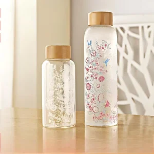Customized 350ml & 550ml Borosilicate Glass Heat Resistant Water Bottles with Lid for Giveaways