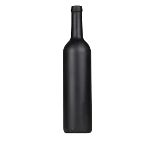 Customized 750ml Matte Black Glass Wine Bottle with Cork
