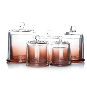 Customized Clear Empty Glass Candle Jars with Lids