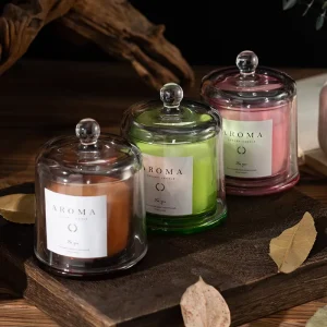Customized Clear Empty Glass Candle Jars with Lids