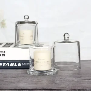 Customized Clear Empty Luxury Glass Candle Jars and Containers With Lid