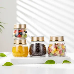 Customized Clear Glass Jar with Lid for Food Storage and Crafts, 200ml 400ml