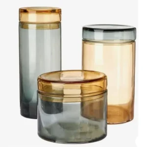 Customized Clear Recycled Straight-Sided Glass Candle Jars with Glass Lids