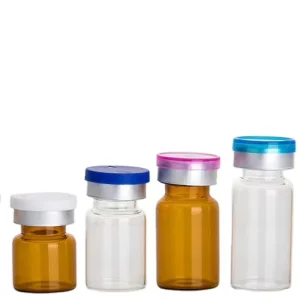 Customized Clear and Amber Pharmacy Glass Vials with Aluminum Lid