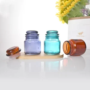 Customized Color Glass Candle Jar with Glass Lid, 100ml