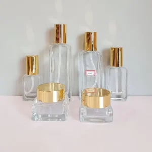 Customized Cosmetic Glass Packaging Container Rectangle Glass Jar 30ml 50ml 100ml Skin Care Serum Lotion Glass Pump Bottle Oil