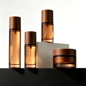 Customized Cosmetic Glass Packaging Lotion Toner Bottle Glass Face Cream Jars Eco friendly Glass Skincare Set