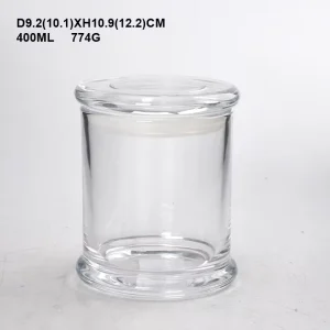 Customized Decorative Glass Candle Jars with Lid and Home Decor Candle Holder