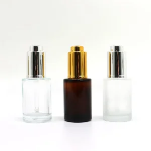 Customized Electroplated Glass Dropper Bottles 15ml 30ml 50ml Flat Essential Oil & Lotion Subpacking Press Bottle