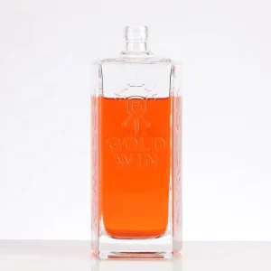 Customized Embossed 500ml Glass Bottle for Gin Whisky