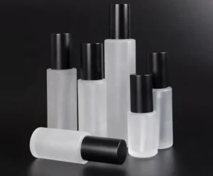 Customized Frosted Glass Skincare Pump Bottle for Serum Essence Oil and Cream