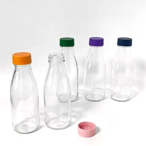 Customized Glass Juice Beverage Coffee Bottle 17oz with Leakproof Lid