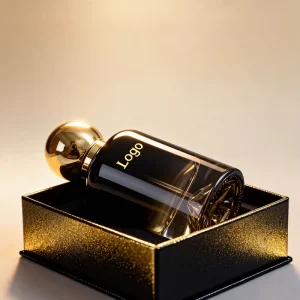 Customized LOGO Luxury 30ml 50ml 100ml Black Gradient Empty Cylinder Perfume Glass Bottle with Gold Cap with Box Packing