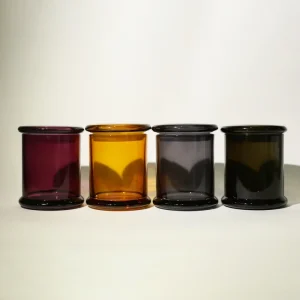Customized Logo 10oz Luxury Brown Amber Empty Glass Candle Containers with Glass Lid for Candle Making