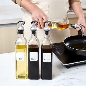 Customized Olive Oil Bottle Empty Olive Oil Bottles Kitchen Storage Oil Vinegar Sauce Clear Square Seasoning Bottle