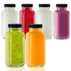 Customized Sealed Reusable Glass Juice Bottles for Drinking Milk Tea