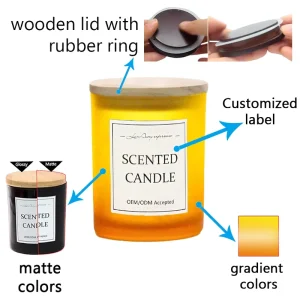 Customized Soy Wax Cylinder Glass Container Candle 7 oz, 11 oz, or 15 oz with Wooden Cork Seal