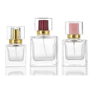 Customized Square Transparent Glass Perfume Bottles with Screen Printing Pump Sprayer 50ml 100ml