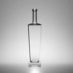 Customized Unique Shape Square 700ml 750ml Super Flint Glass Bottles with Cork for Whisky Wine Gin Vodka