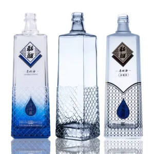 Customized White Frosted Square Spirit Glass Bottle, 750ml
