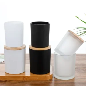 Customized Wide Mouth Candle Container Frosted Glass Candle Jar Glass Candle Holders